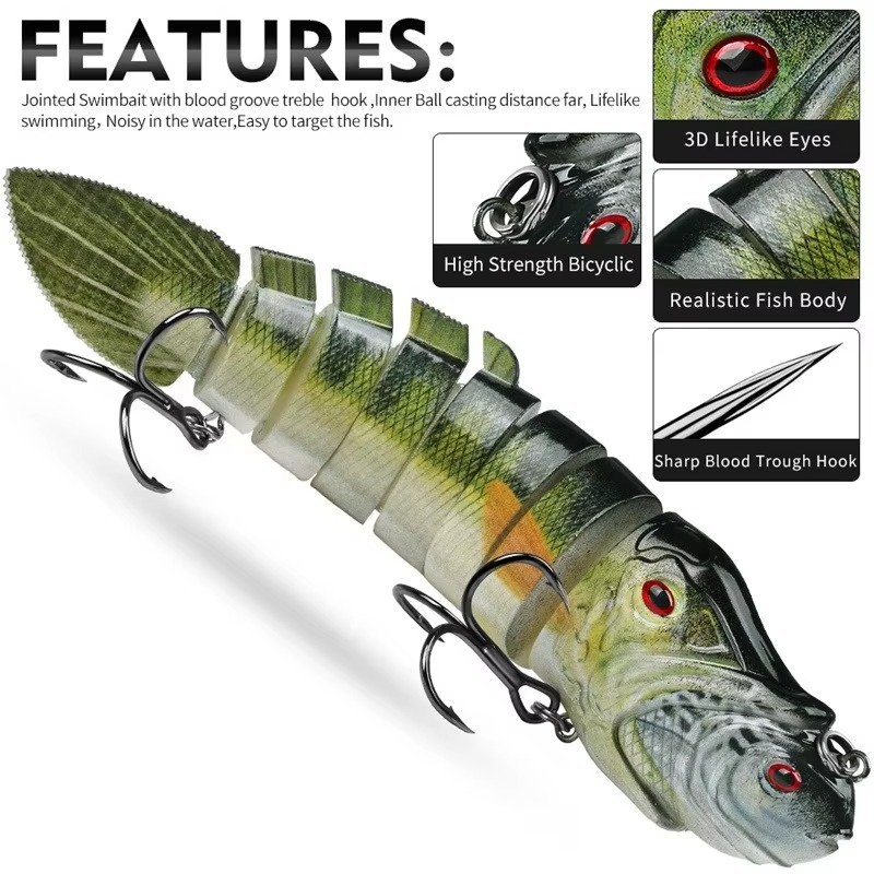 8-Joint Lifelike Lure 8-Segmen - Fishing Lure Popper ulasan dan harga