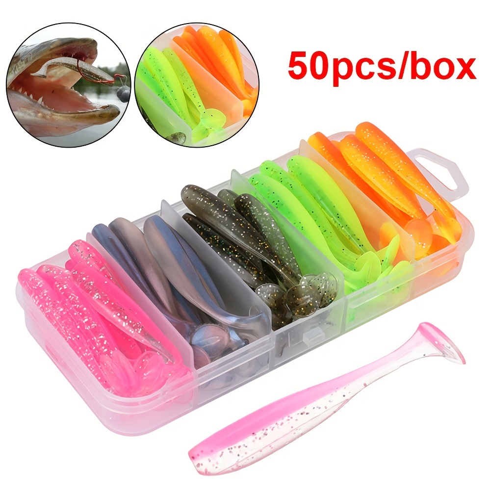 50pcs/box Fishing Lure T Tail  - Fishing Lure Soft Plastic ulasan dan harga